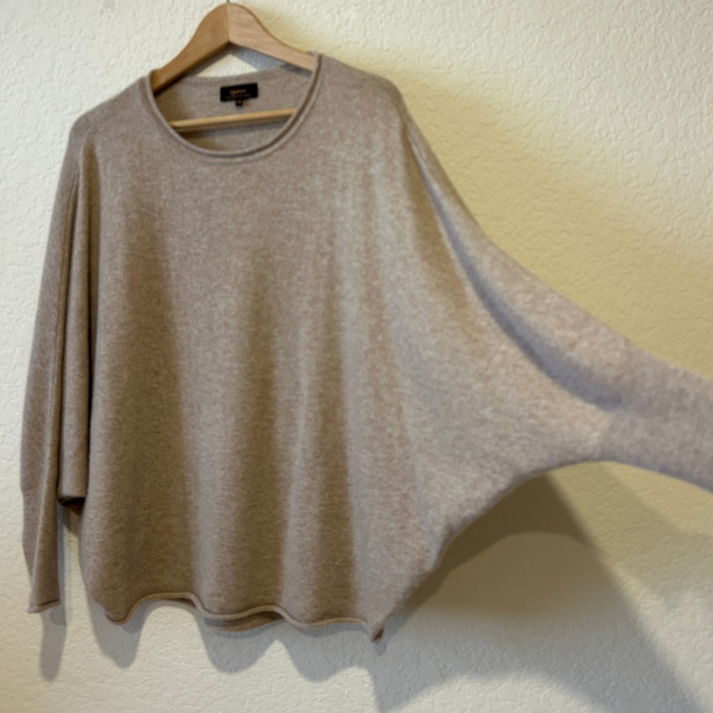 Quince Sweater Sz S/M Oatmeal Mongolian Cashmere Batwing Quiet Luxury Minimalist - Picture 2 of 9